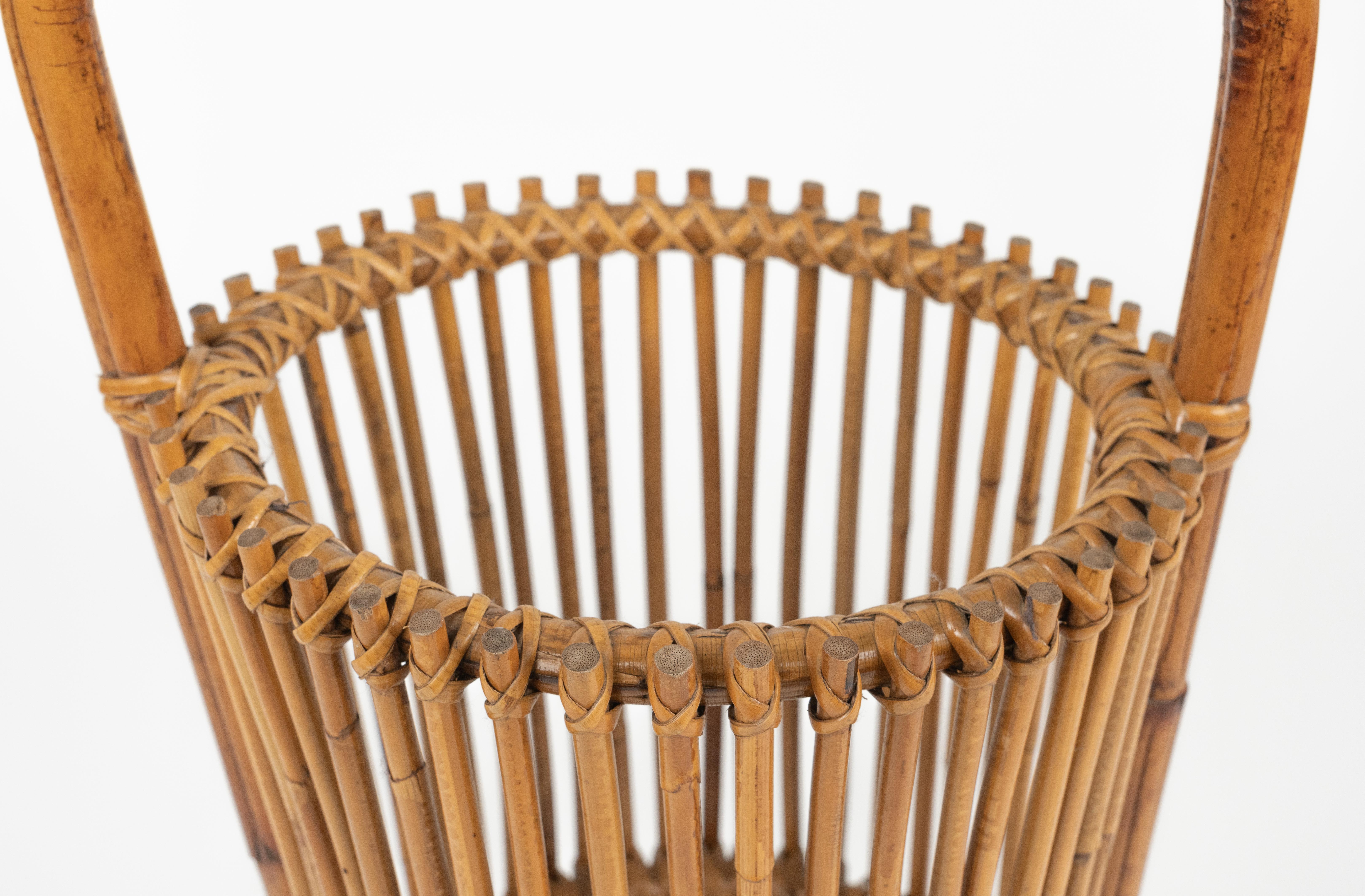 Portaombrelli di metà secolo in rattan e bambù in stile Franco Albini, Italia 1960 in vendita 4
