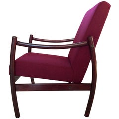 Midcentury Unique Bentwood Armchairs in Wine Color, Poland, 1960s