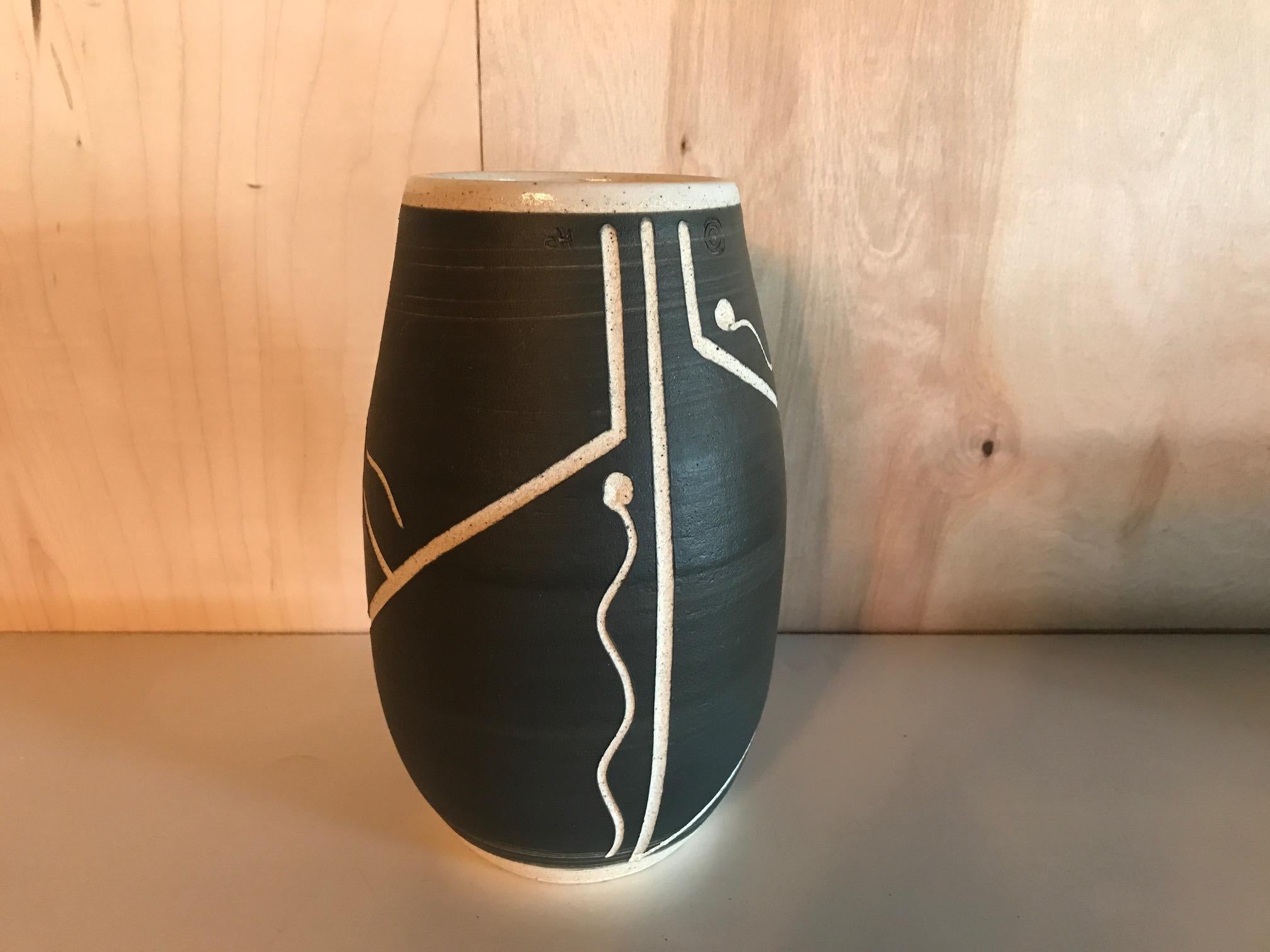 Midcentury unique design vintage ceramic vase pottery art studio pot. Great condition