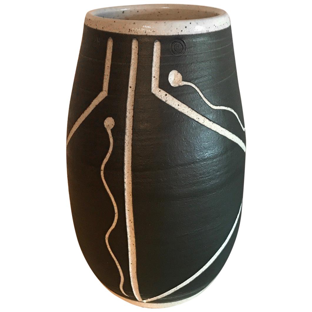 Midcentury Unique Design Vintage Ceramic Vase Pottery Art Studio Pot