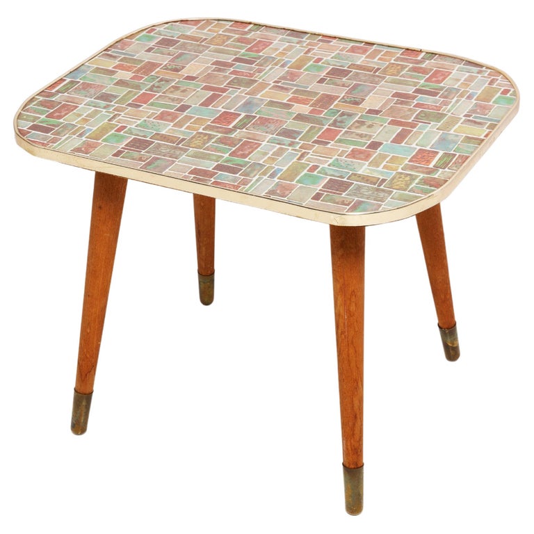 Midcentury Unique Flowerbed Pedestal, Mosaic, Side Table, Germany