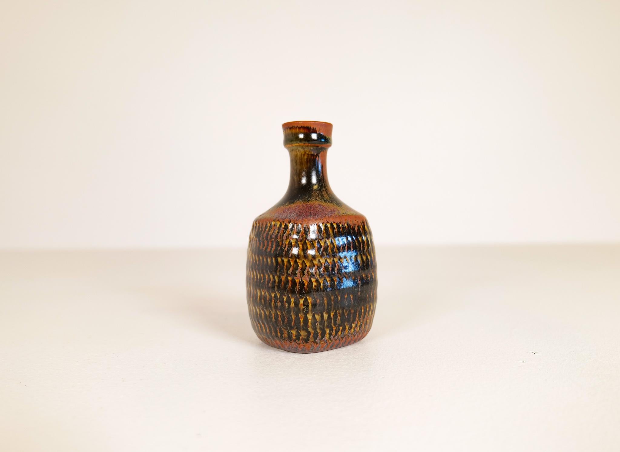 Midcentury Unique Stig Lindberg Ceramic Vase and Bowl Gustavsberg Sweden, 1960s For Sale 8