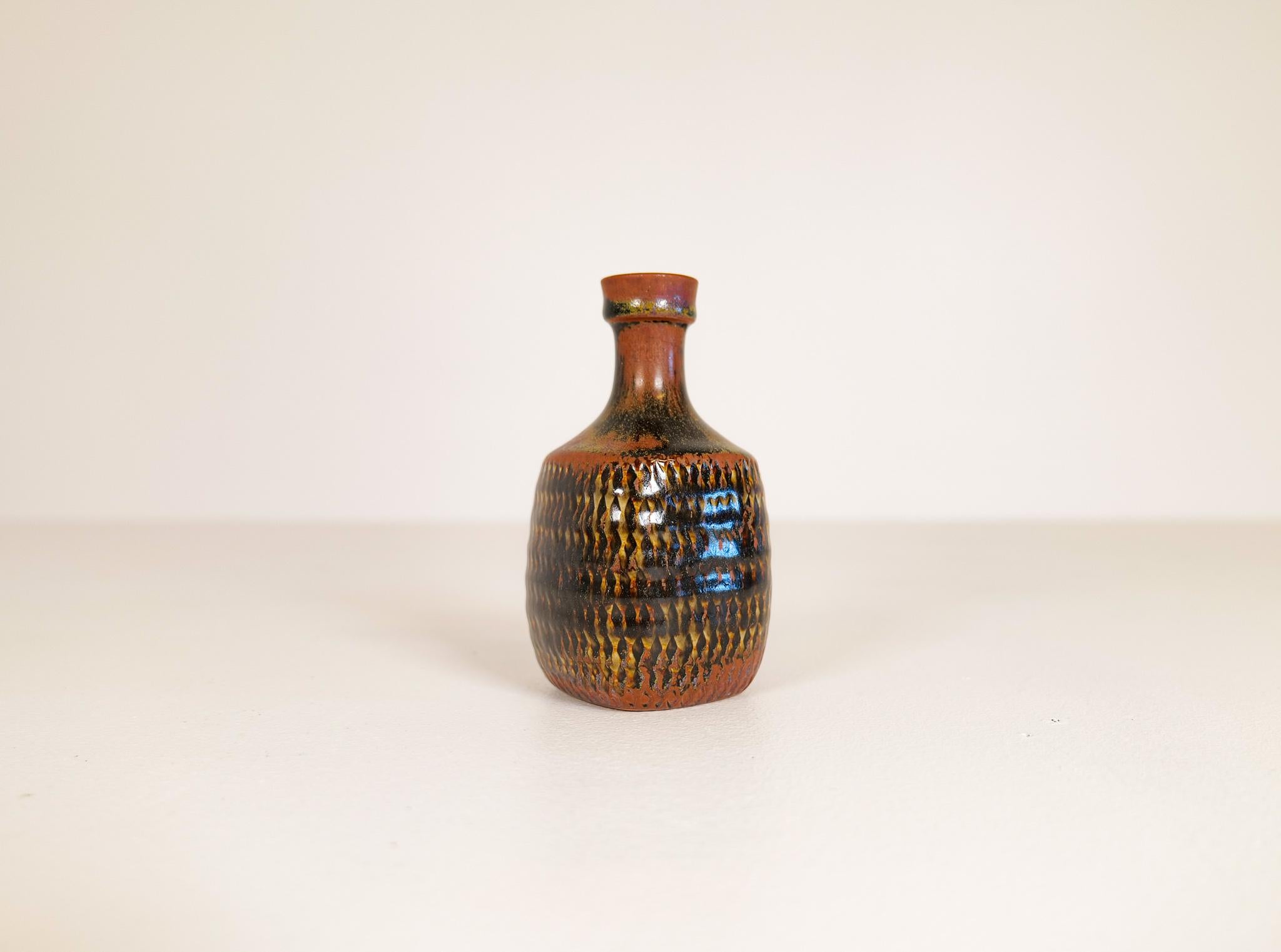Midcentury Unique Stig Lindberg Ceramic Vase and Bowl Gustavsberg Sweden, 1960s For Sale 9
