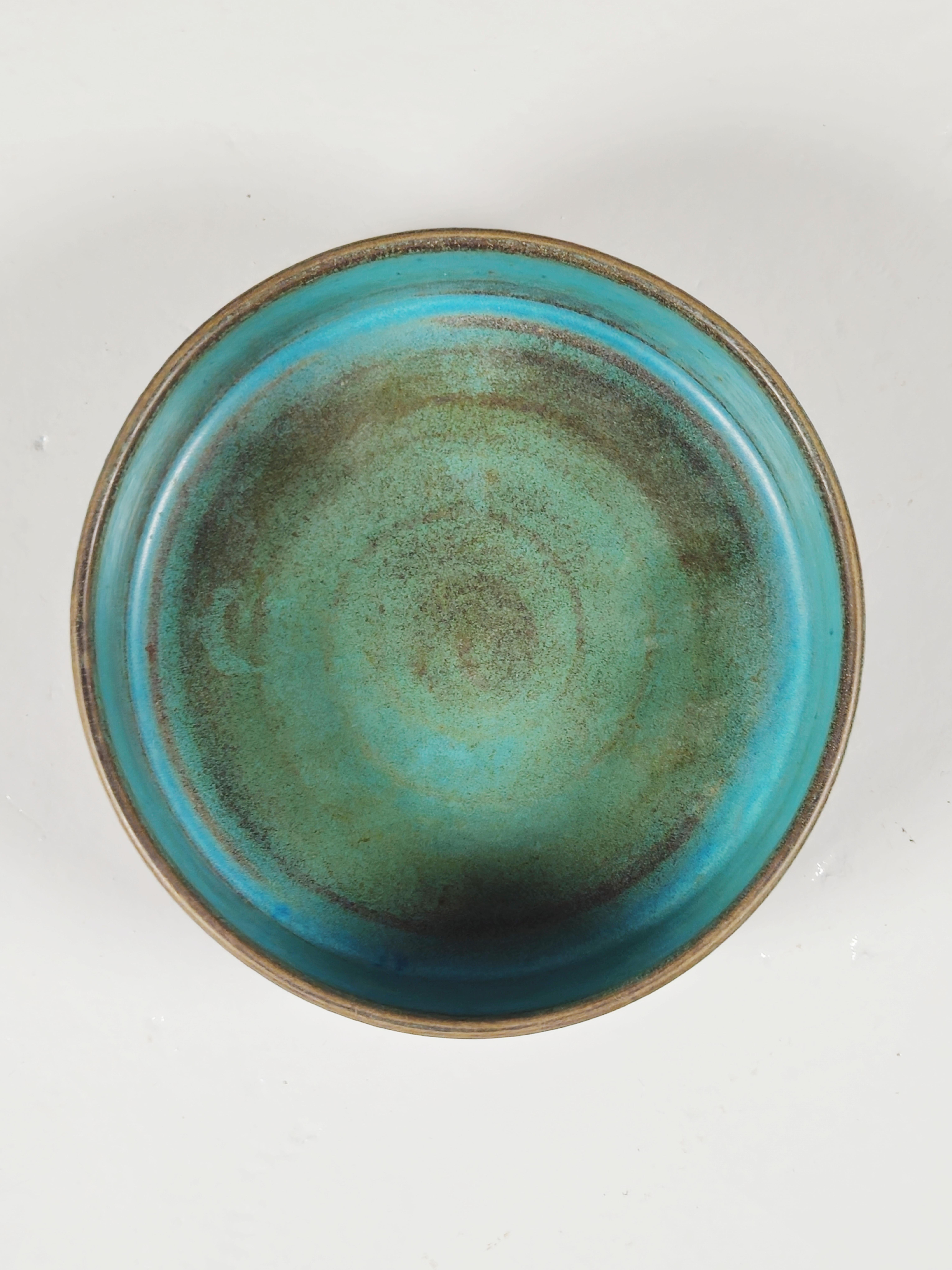 Swedish Midcentury unique stoneware bowl by Stig Lindberg, Gustavsberg, Sweden, 1960s For Sale