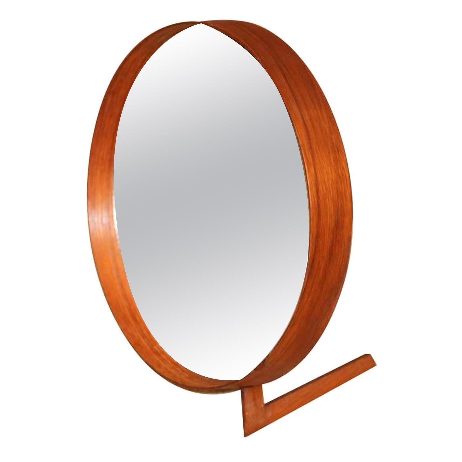 Midcentury Uno and Osten Kristiansson Teak Table Mirror Luxus, Sweden For Sale