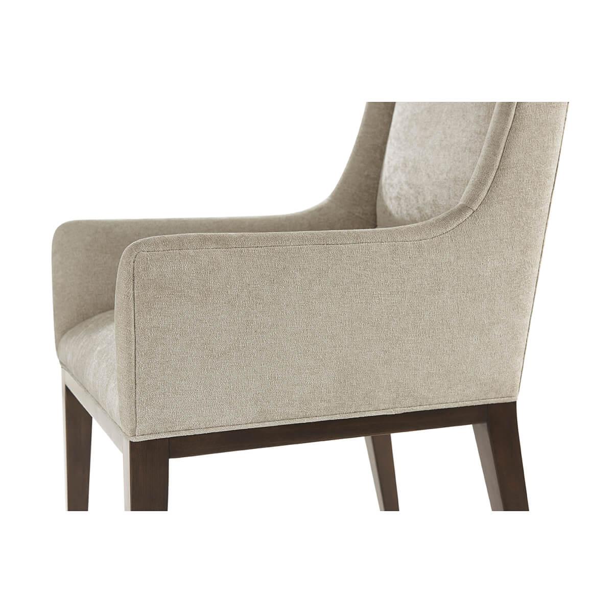 Vietnamese Midcentury Upholstered Dining Arm Chair For Sale