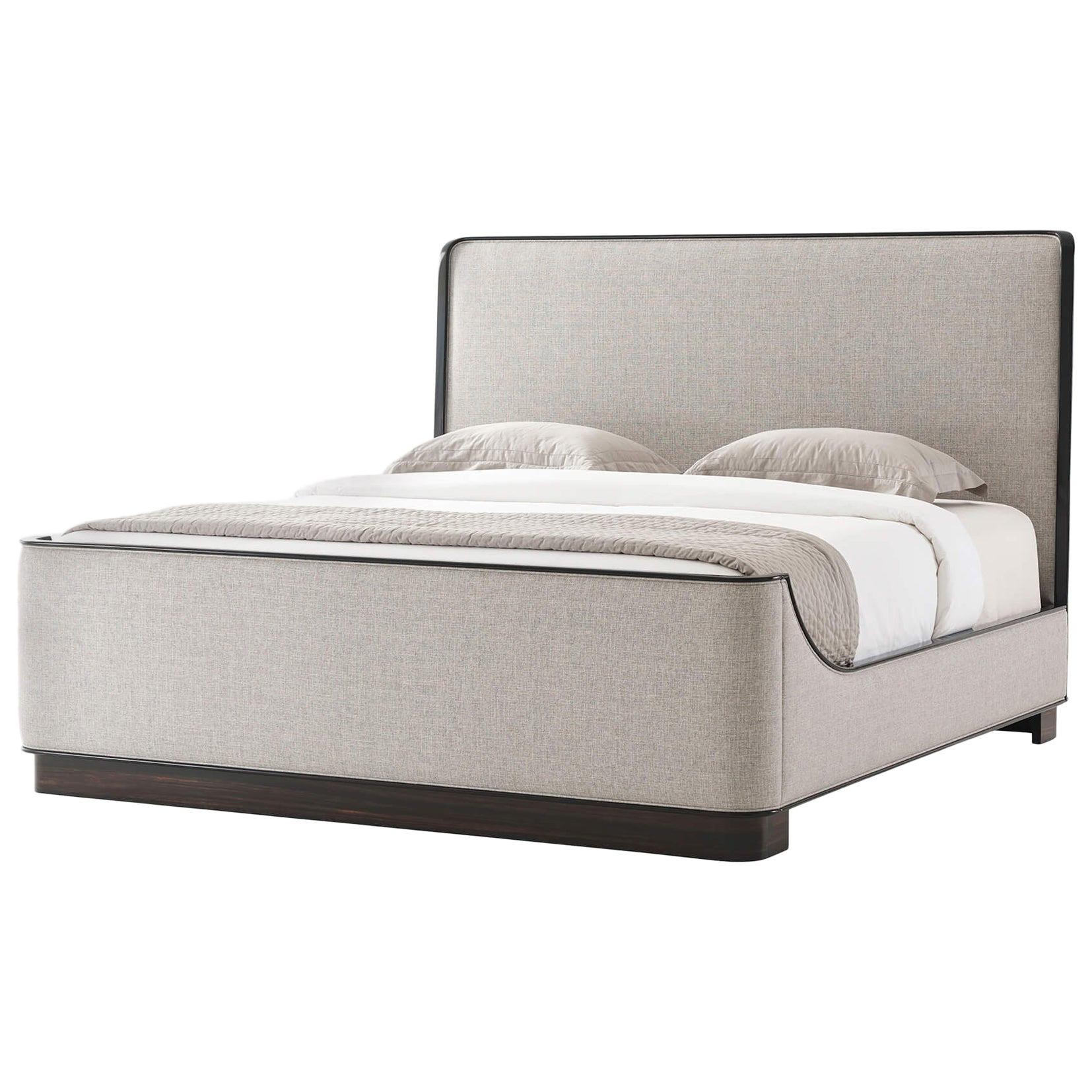 Midcentury Upholstered King Size Bed