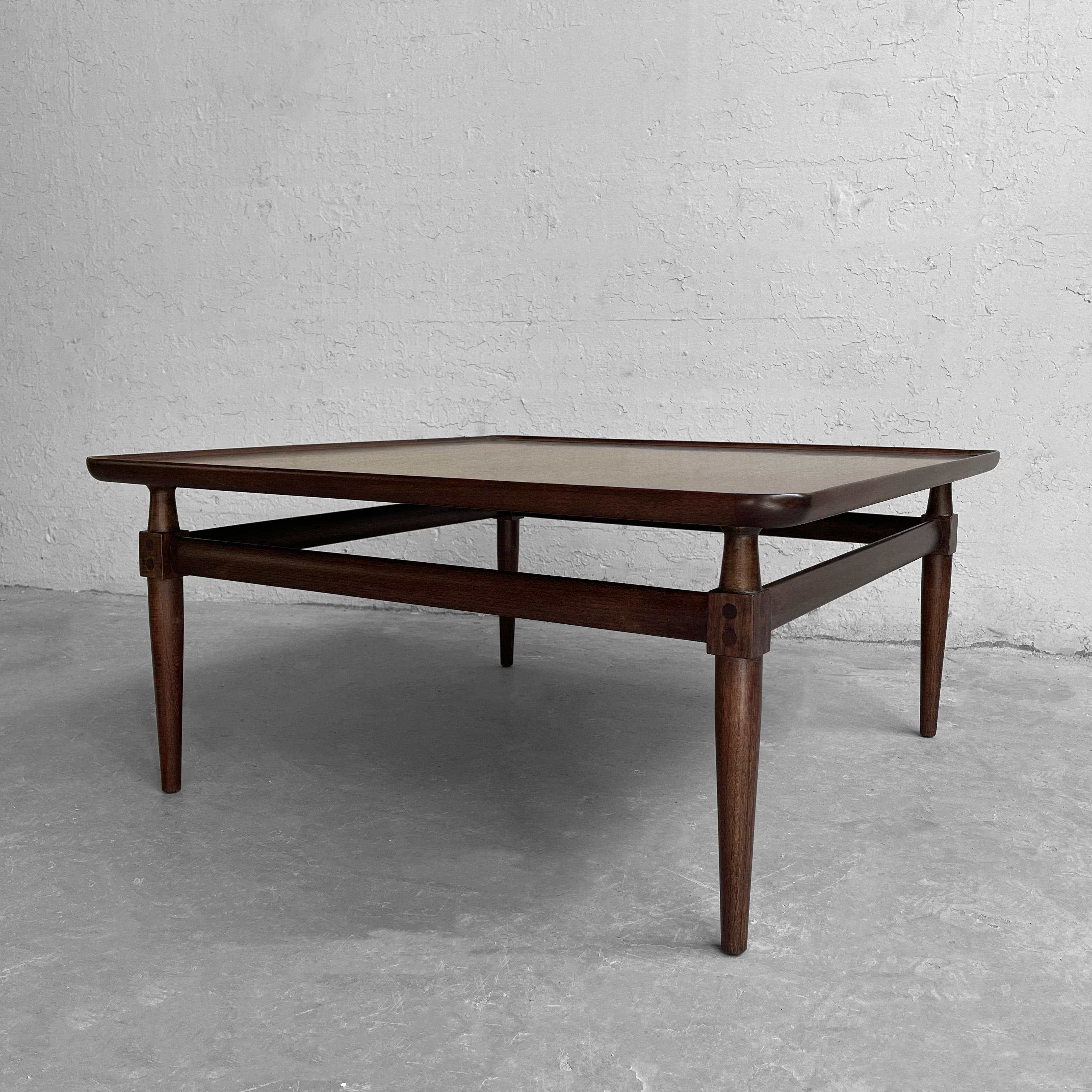 Mid-Century Upturned Square Maple Coffee Table In Good Condition In Brooklyn, NY