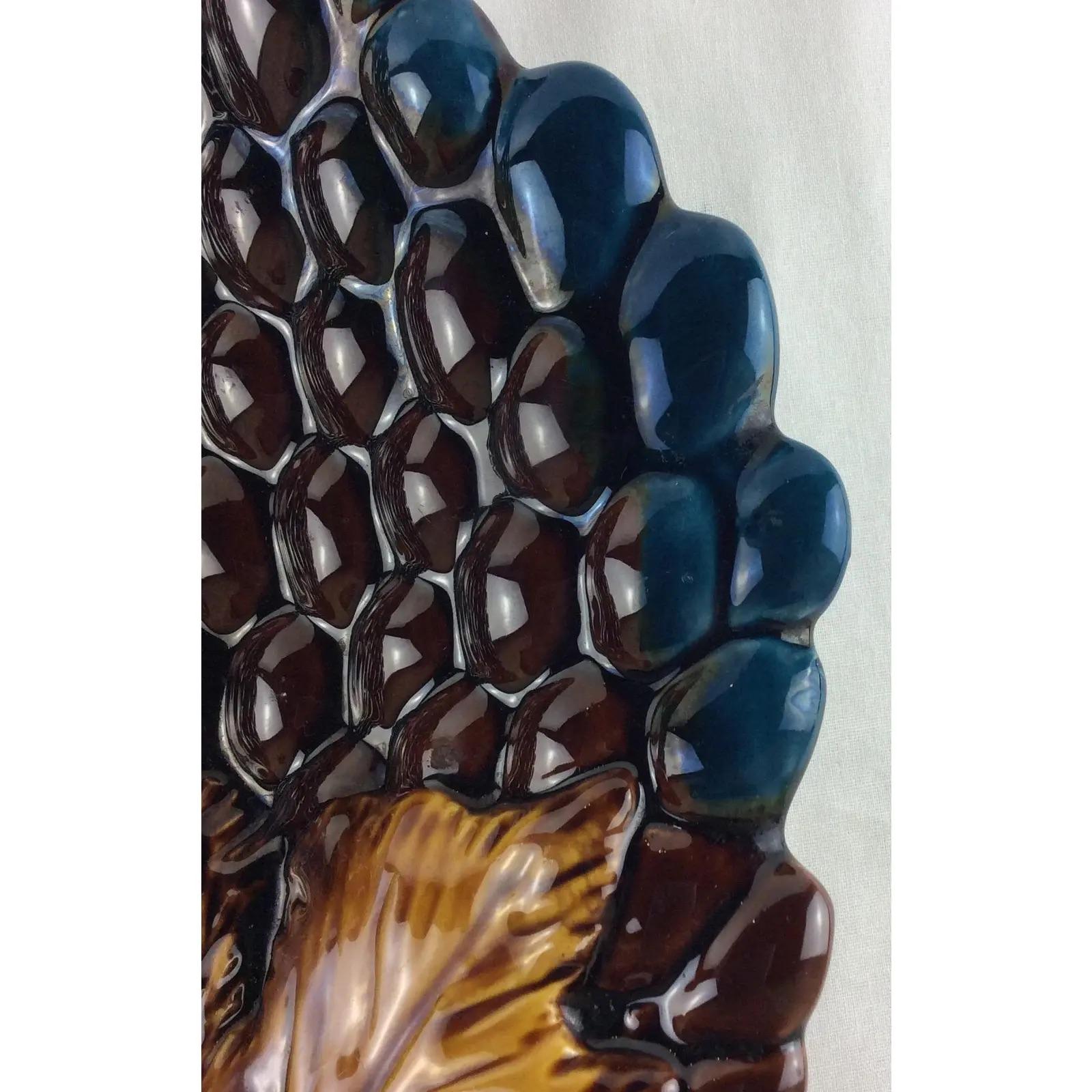 Glazed Midcentury Vallauris Majolica Ceramic Platter For Sale