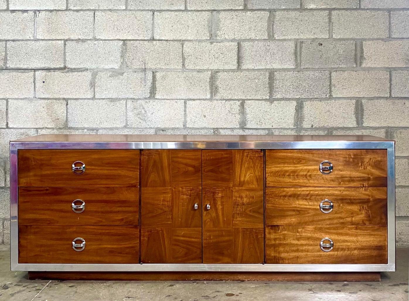 20th Century Midcentury VanLeigh Chrome Trim Dresser