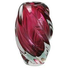 Midcentury Vase Crystal Glass Decorative Object Czechoslovakian Design, 1970s