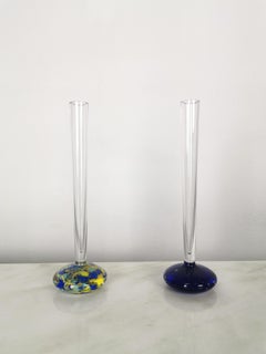 Mid-Century Vases Murano Glass Sommerso Multicolor Italian Design 1970s Set of 2