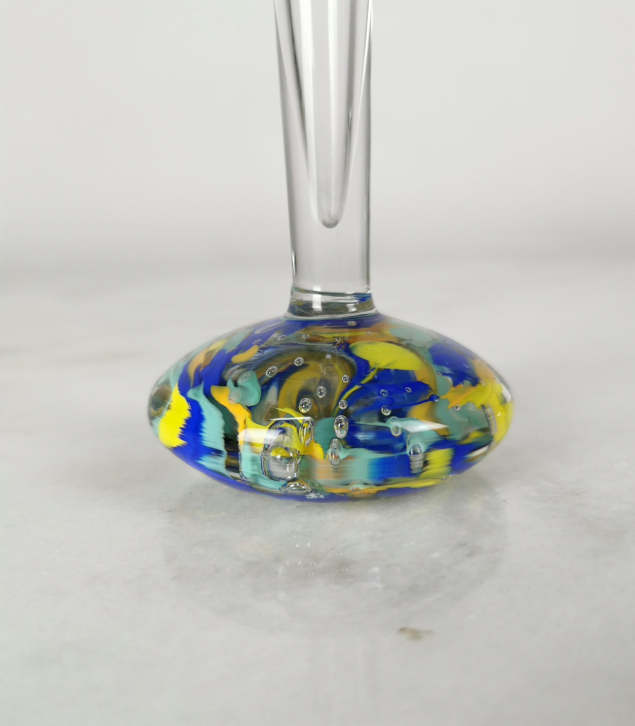 italien Vases du milieu du siècle Murano Glass Sommerso Multicolore Italian Design 1970s Set of 2 en vente