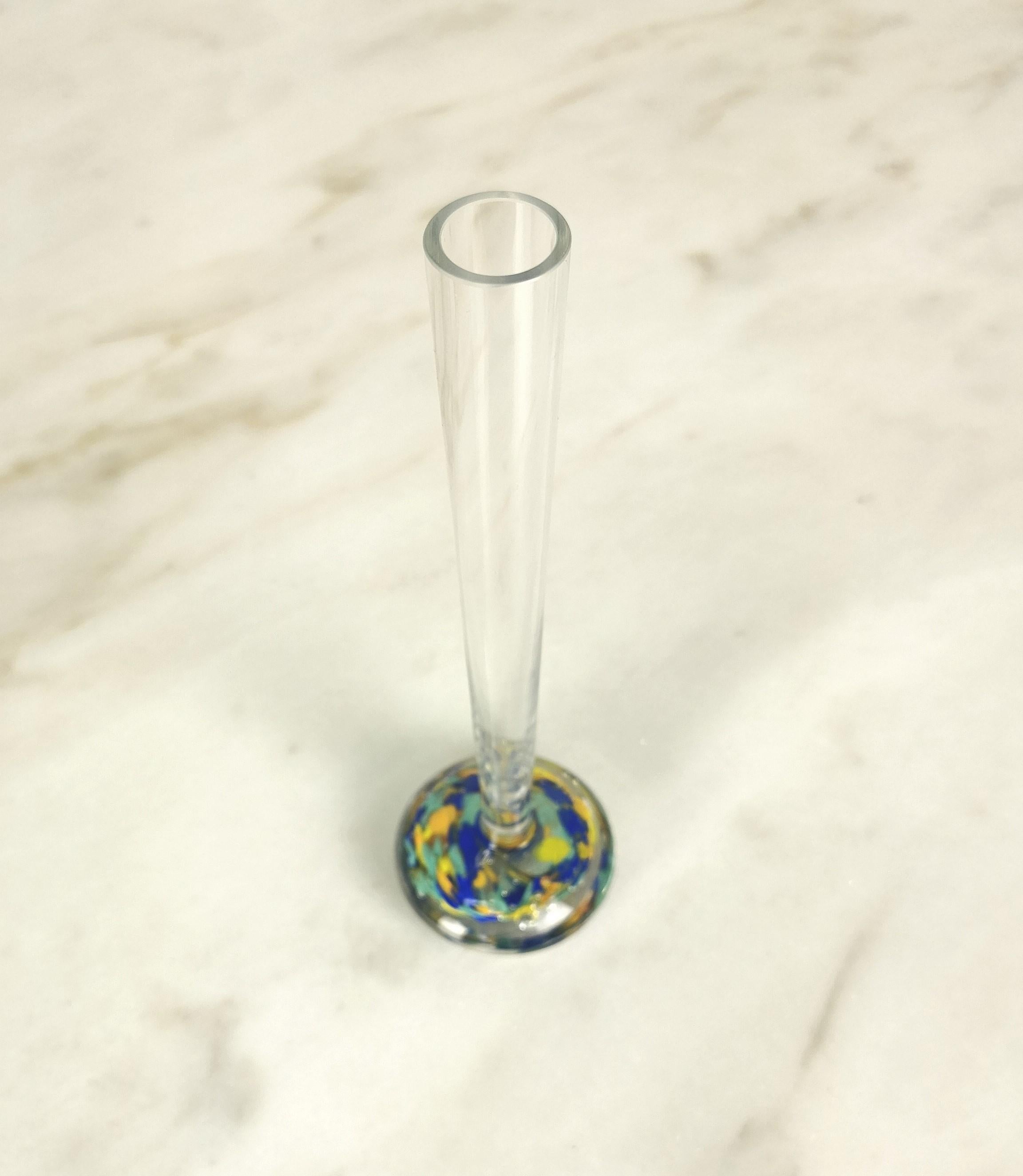 Mid-Century Vasen Murano Glass Sommerso Multicolor Italienisches Design 1970er Jahre Satz von 2 (Muranoglas) im Angebot