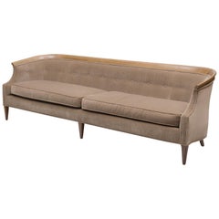 Midcentury Velvet and Walnut Sofa by Erwin-Lambeth