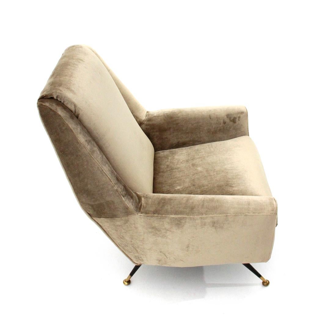 Midcentury Velvet Italian Armchair, 1950s 3