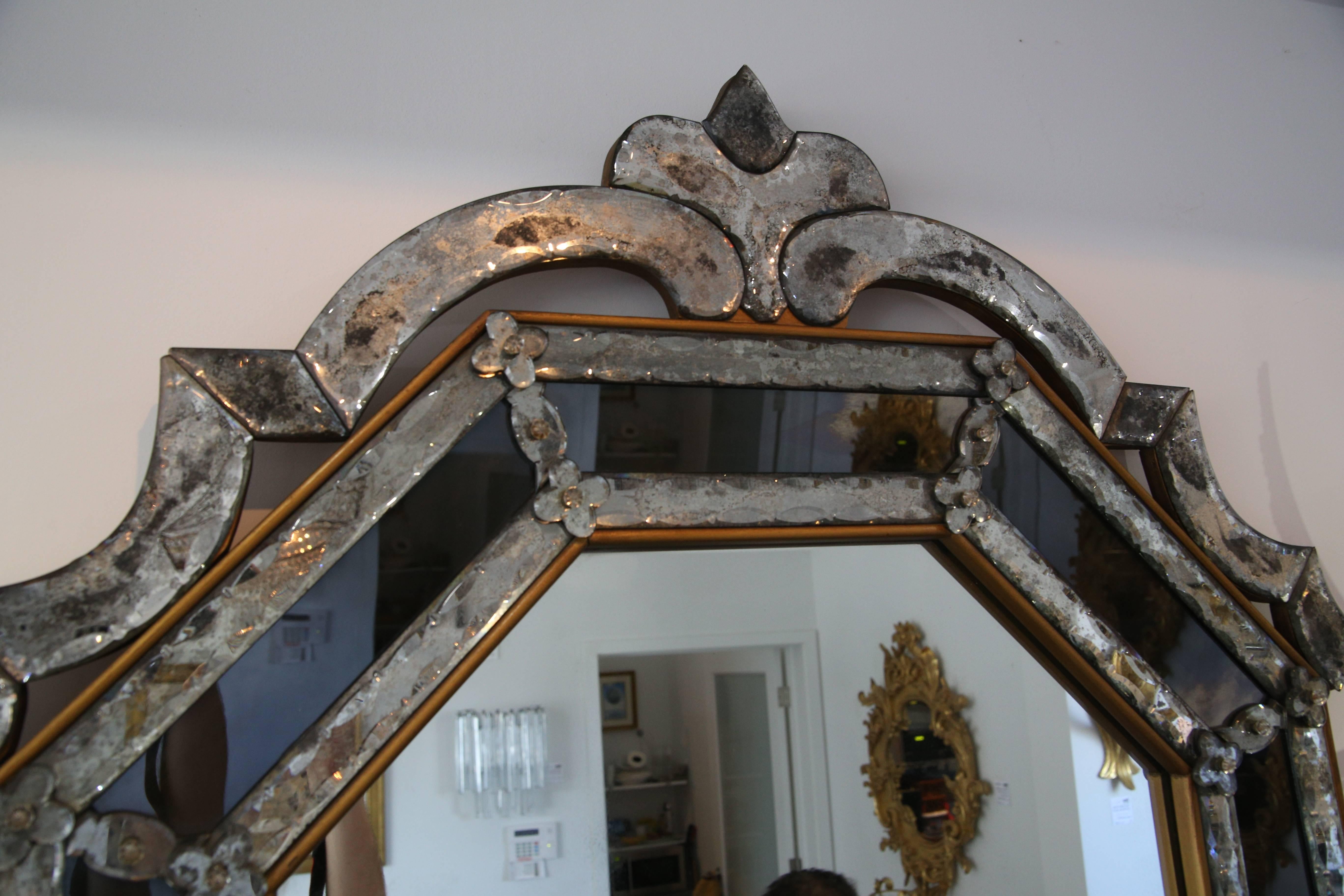 Italian Midcentury Venetian Murano Glass Wall Mirror