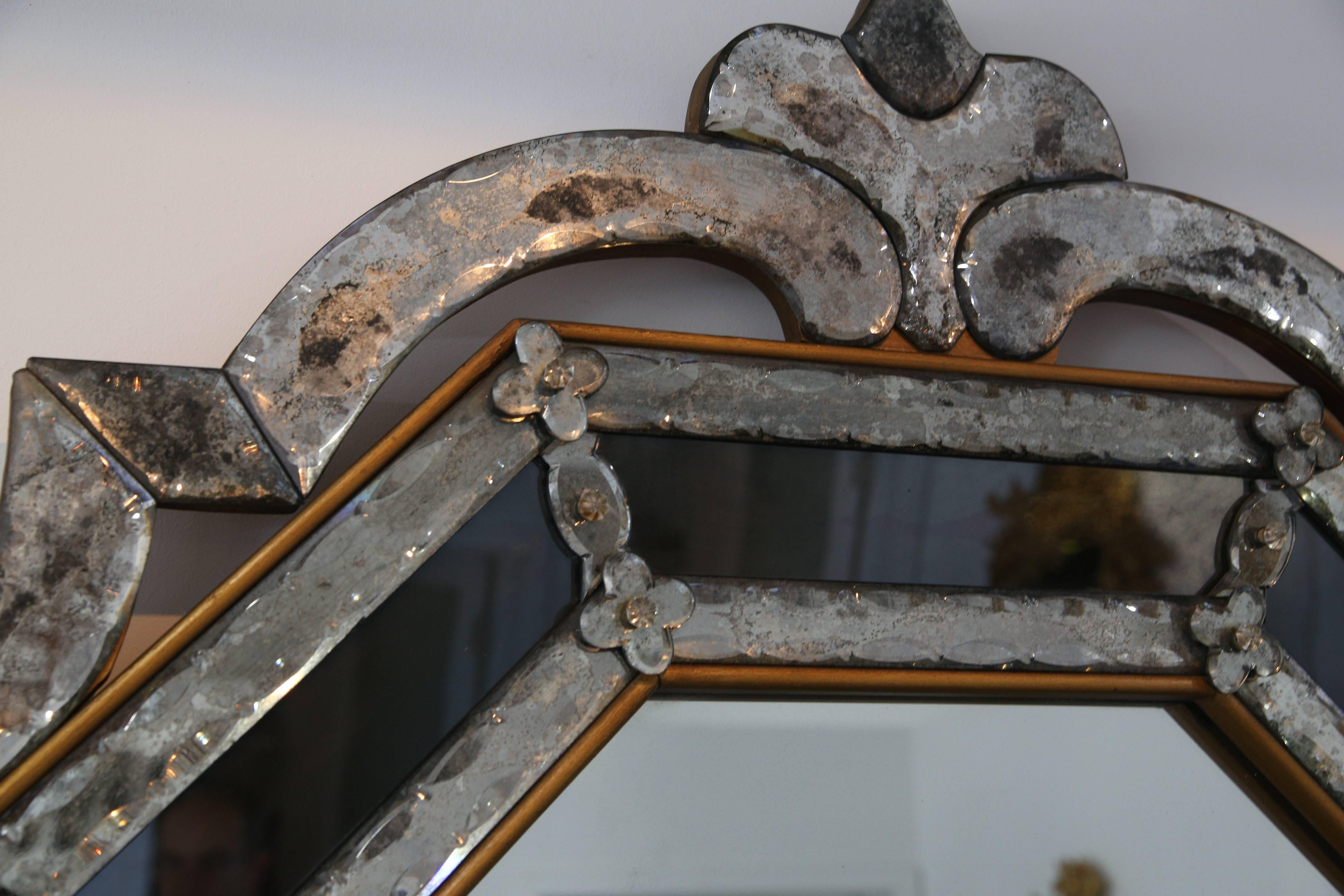 Hand-Crafted Midcentury Venetian Murano Glass Wall Mirror