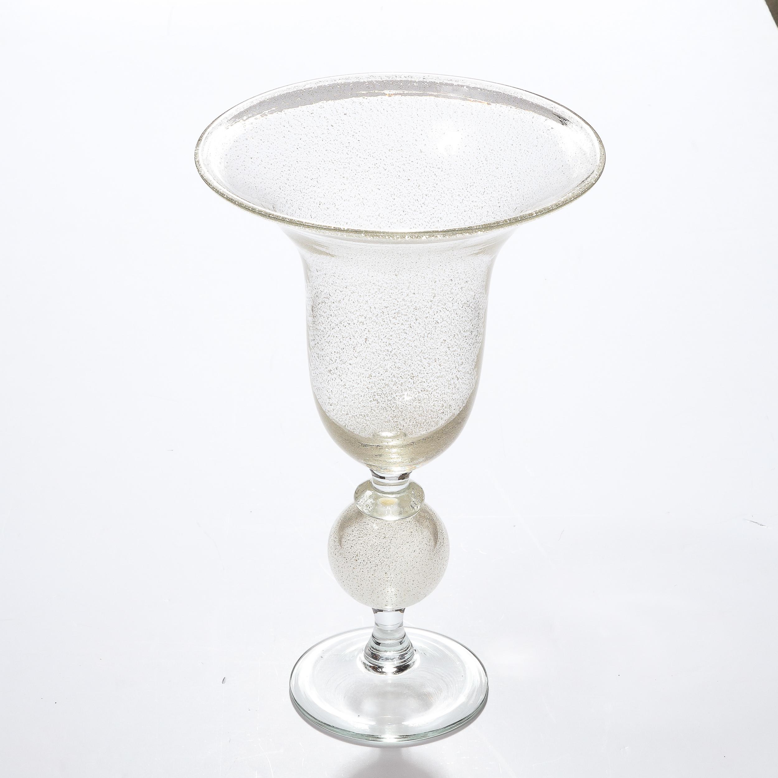 Late 20th Century Midcentury Venetian Palatial Handblown Translucent Glass Vase by Vetri Artistici For Sale