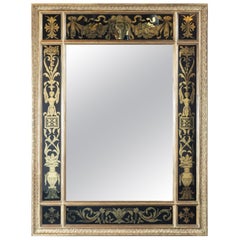 Midcentury Venetian Reverse Églomisé Gilded Wall Mirror w/ Neoclassical Details