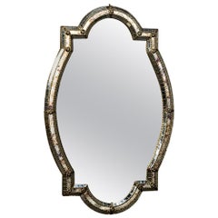 Midcentury Venetian Style Mirror with Gilt Brass Accents