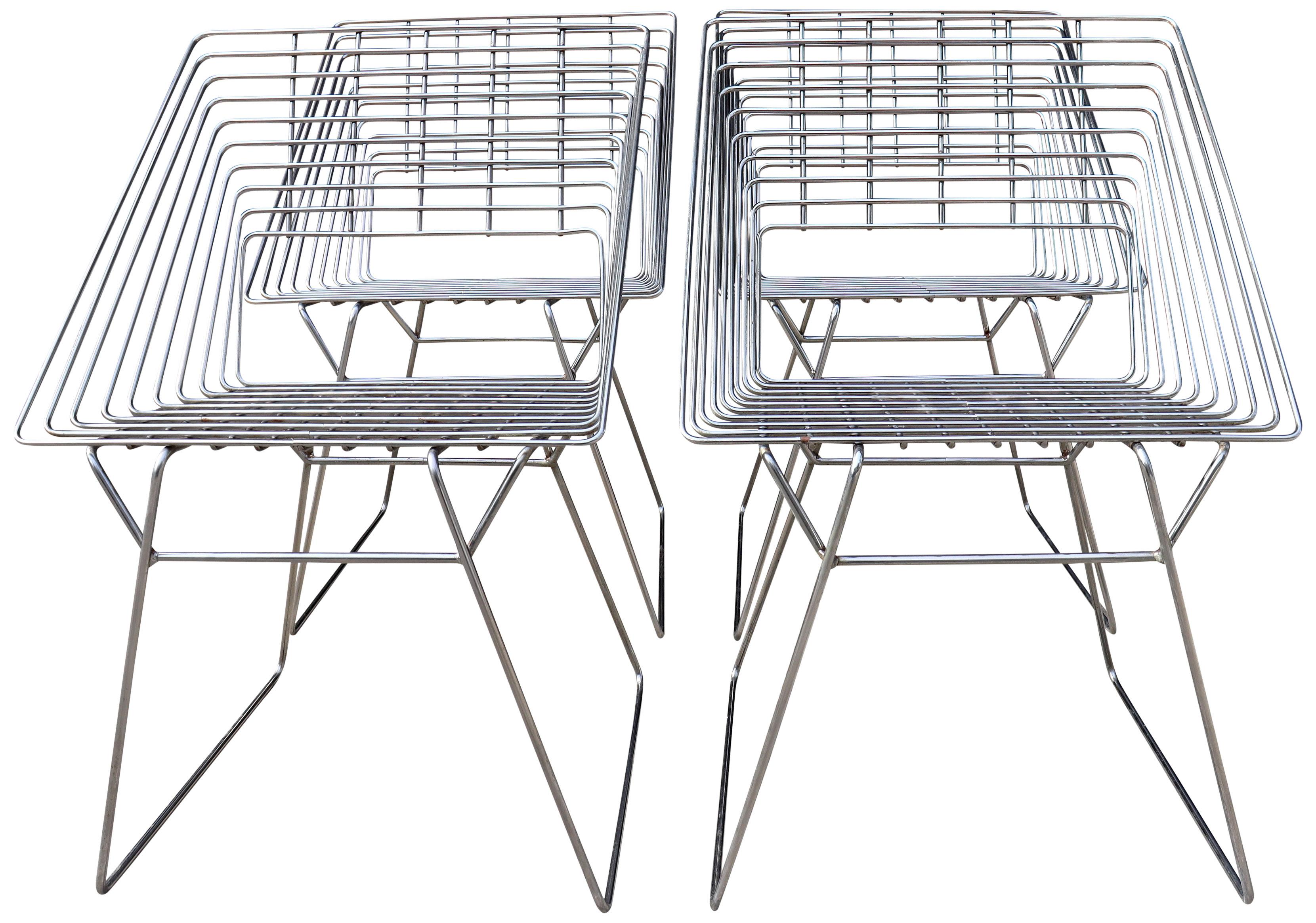 Midcentury Verner Panton Wire Cube Chrome Chairs In Good Condition In BROOKLYN, NY