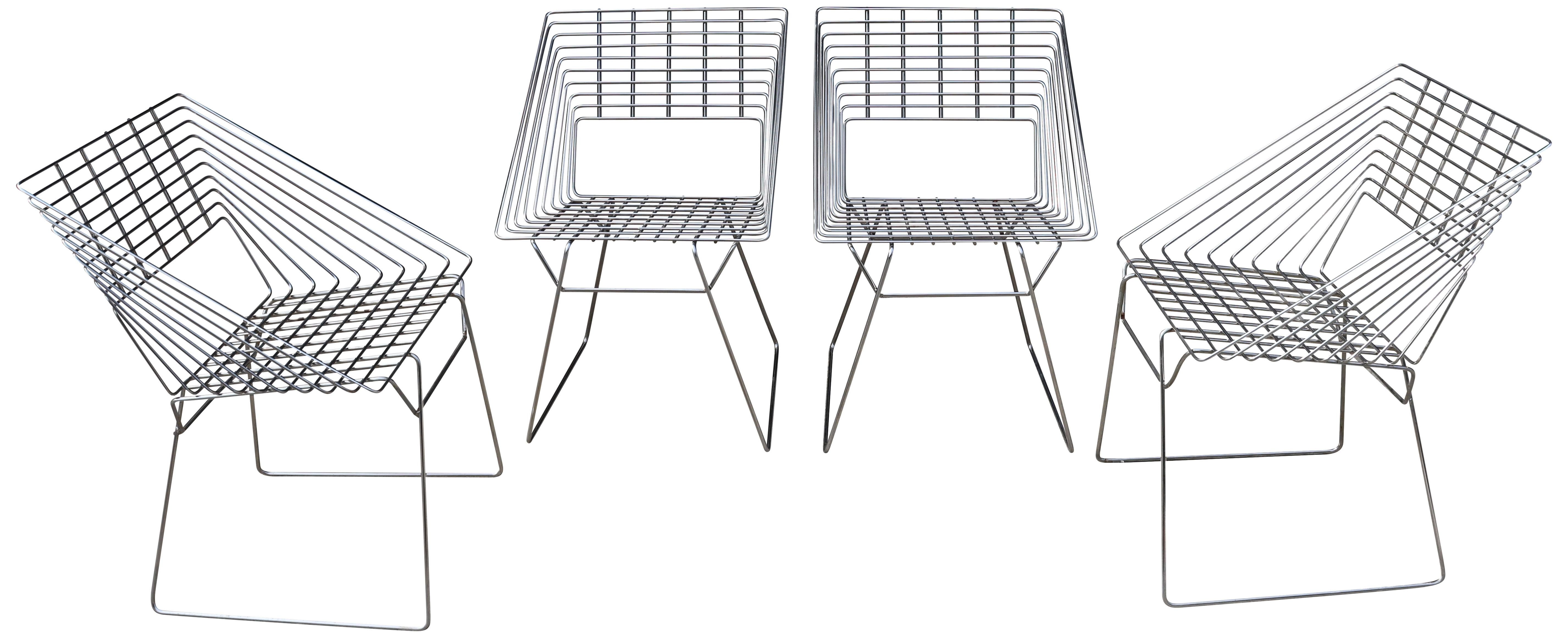 Midcentury Verner Panton Wire Cube Chrome Chairs 1