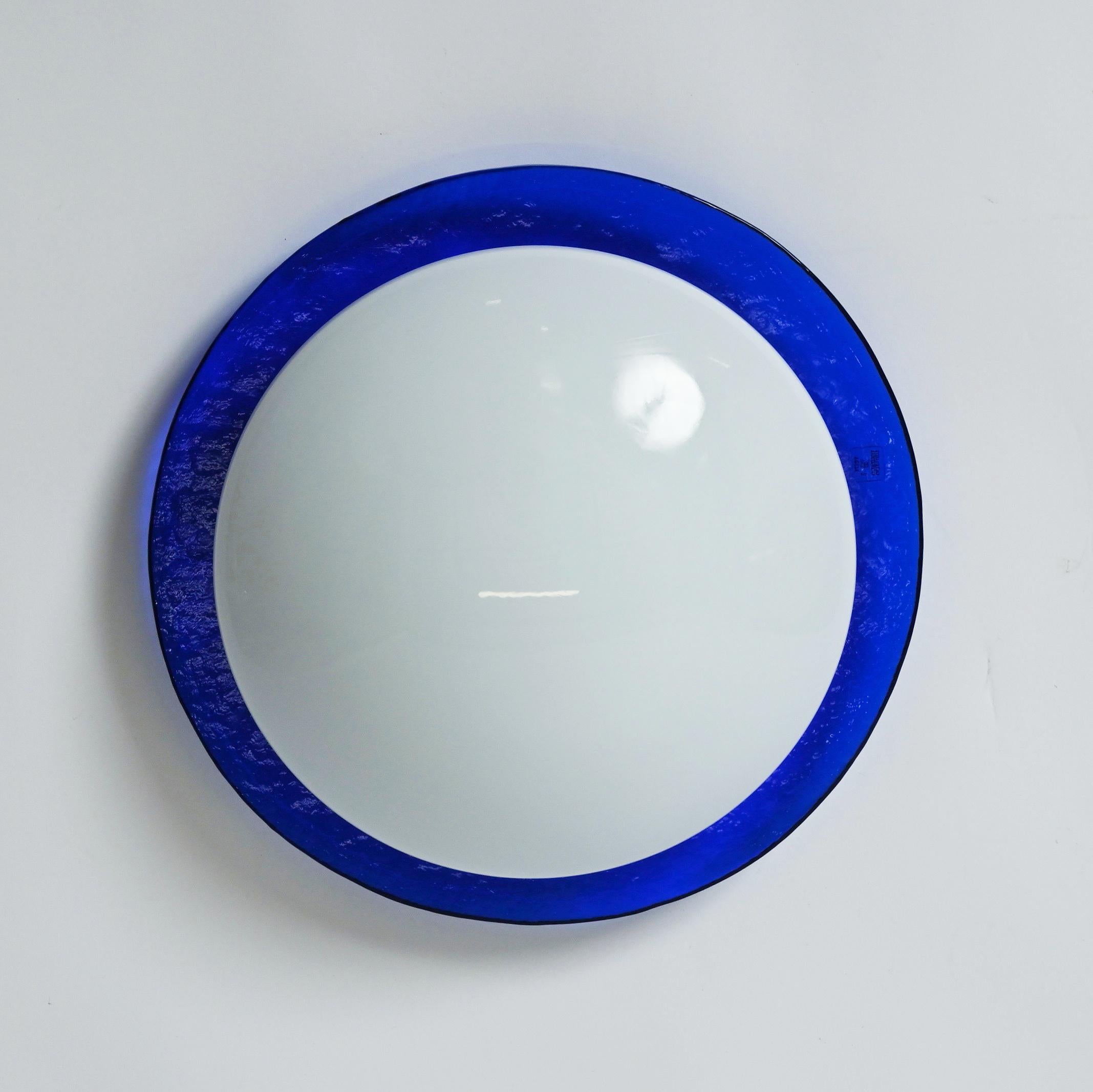 MIdcentury Vetri Murano Round Blue and White Artistic Glass Italian Sconce 1970s For Sale 5