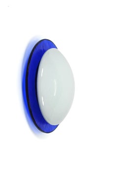 Applique italienne mi-siècle en verre artistique bleu et blanc de Murano Vetri, années 1970