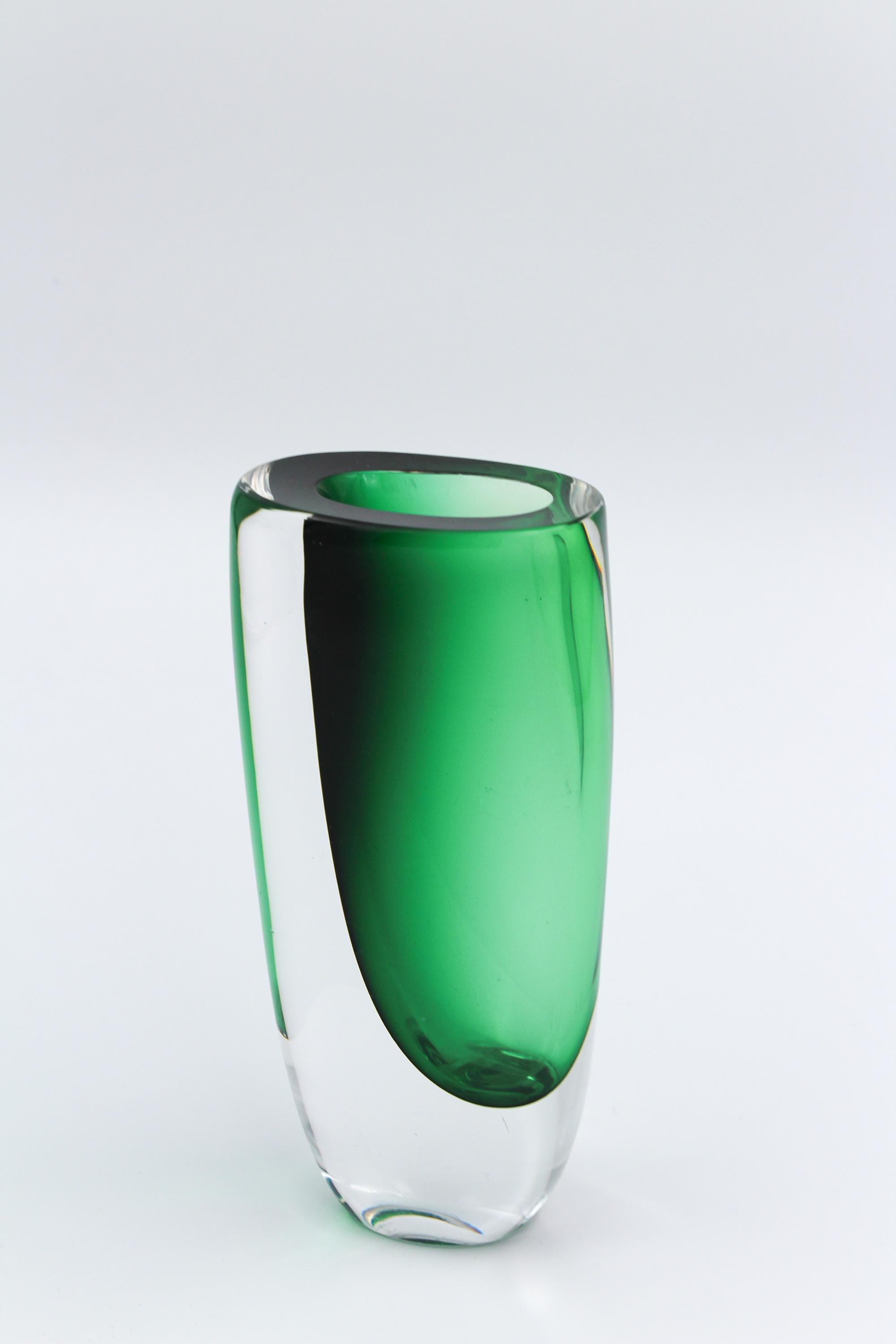 Scandinavian Modern Midcentury Vicke Lindstrand Glass Vase by Kosta, 1960s