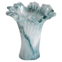 Vase en verre de Murano bleu acqua du milieu du siècle dernier, Italie, années 2000