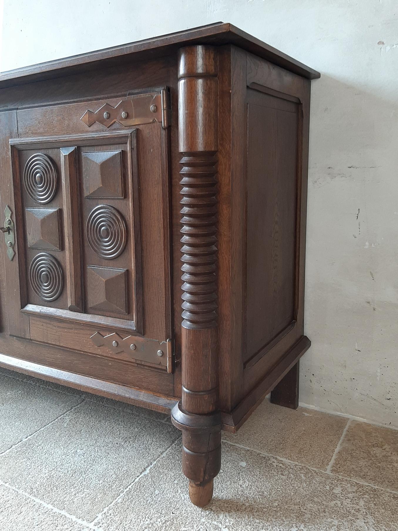 Midcentury Vintage Art Deco Oak Sideboard, Credenza by Charles Dudouyt 5