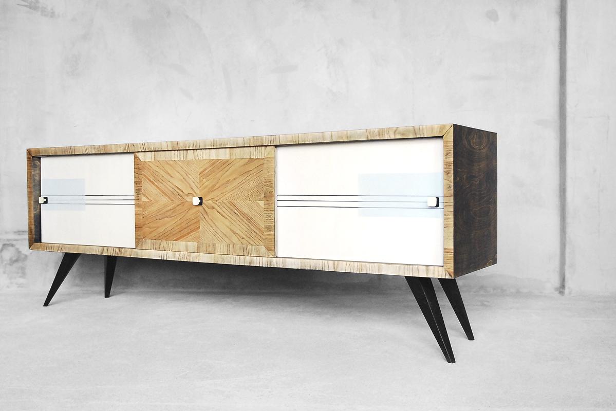 Midcentury Vintage Ash Sideboard with Hand Painted Pattern, 1960s 8