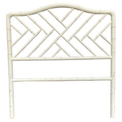 Midcentury, Vintage, Bamboo Headboard, White Lacquered, circa 1960s