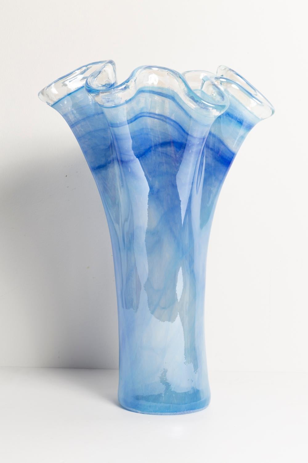 Midcentury Vintage Blue Big Murano Glass Vase, Italy, 2000s 4