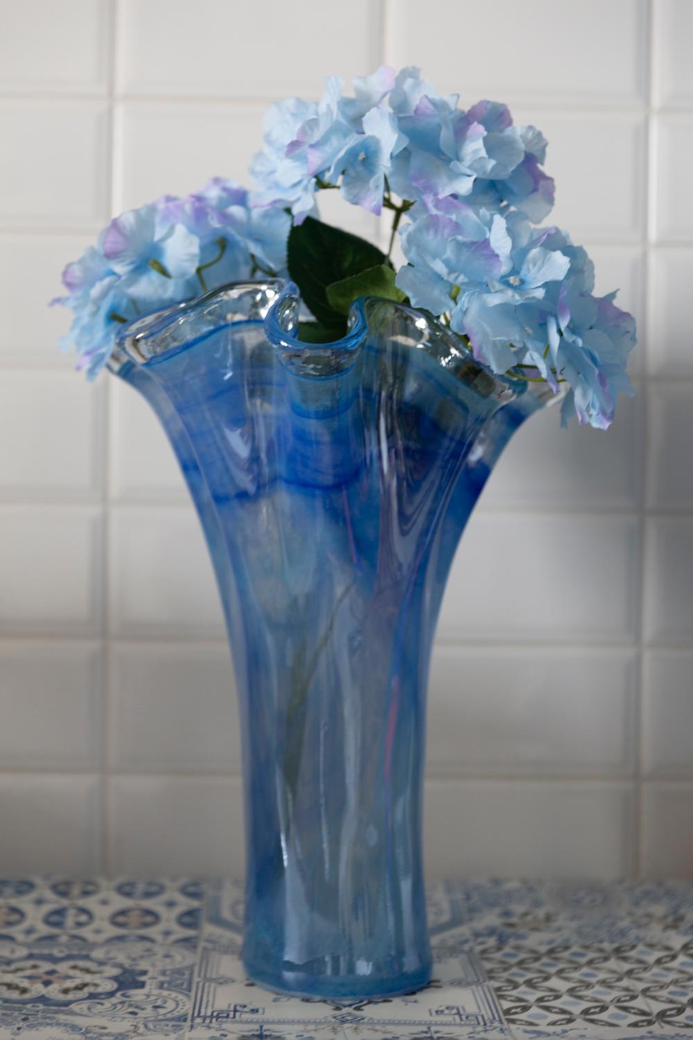 Mid-Century Modern Midcentury Vintage Blue Big Murano Glass Vase, Italy, 2000s