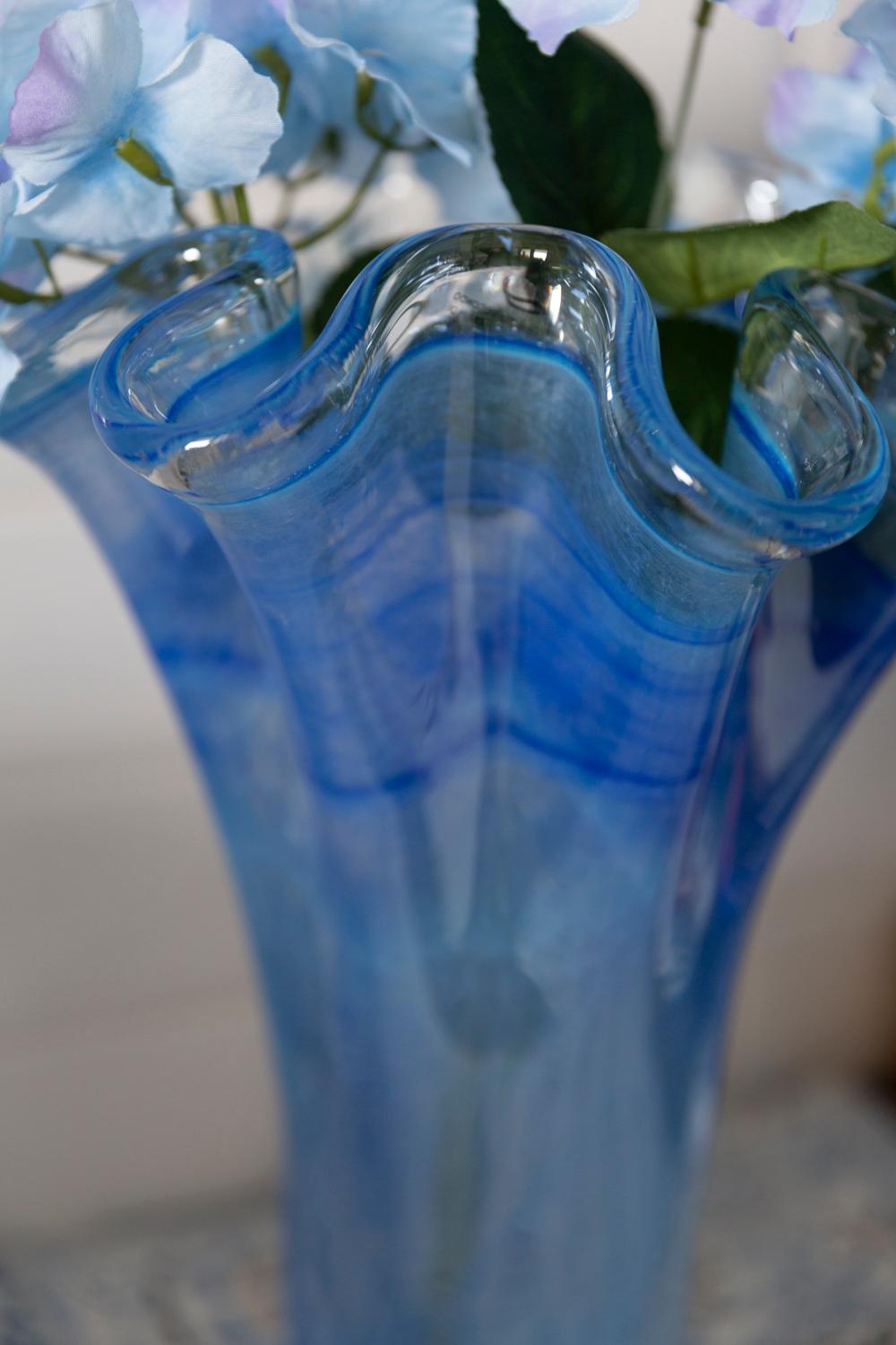 Midcentury Vintage Blue Big Murano Glass Vase, Italy, 2000s In Excellent Condition In 05-080 Hornowek, PL