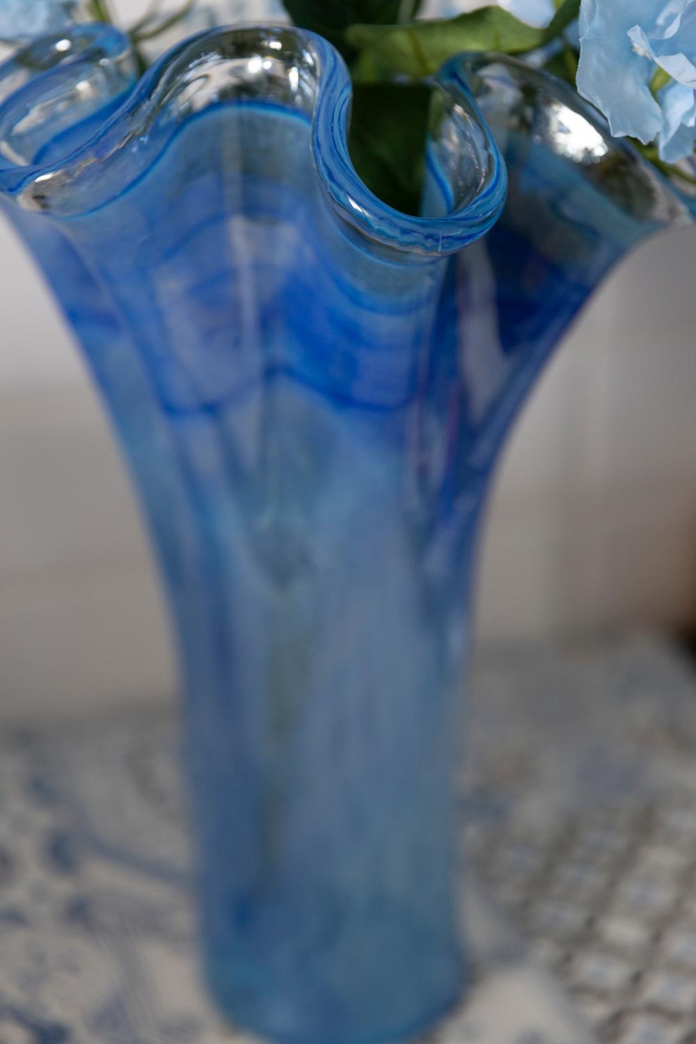 20th Century Midcentury Vintage Blue Big Murano Glass Vase, Italy, 2000s