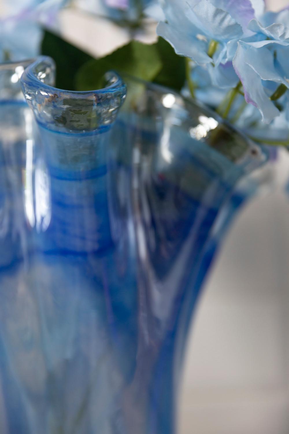 Midcentury Vintage Blue Big Murano Glass Vase, Italy, 2000s 2