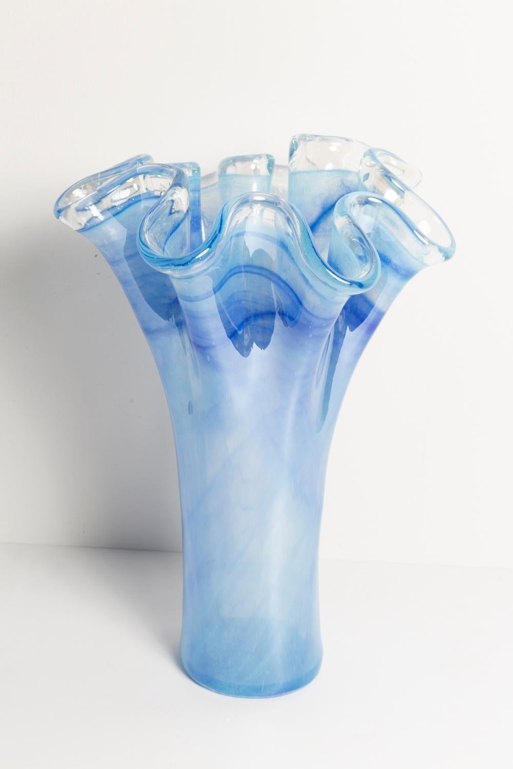 Midcentury Vintage Blue Big Murano Glass Vase, Italy, 2000s 3