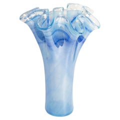 Midcentury Vintage Blue Big Murano Glass Vase, Italy, 2000s