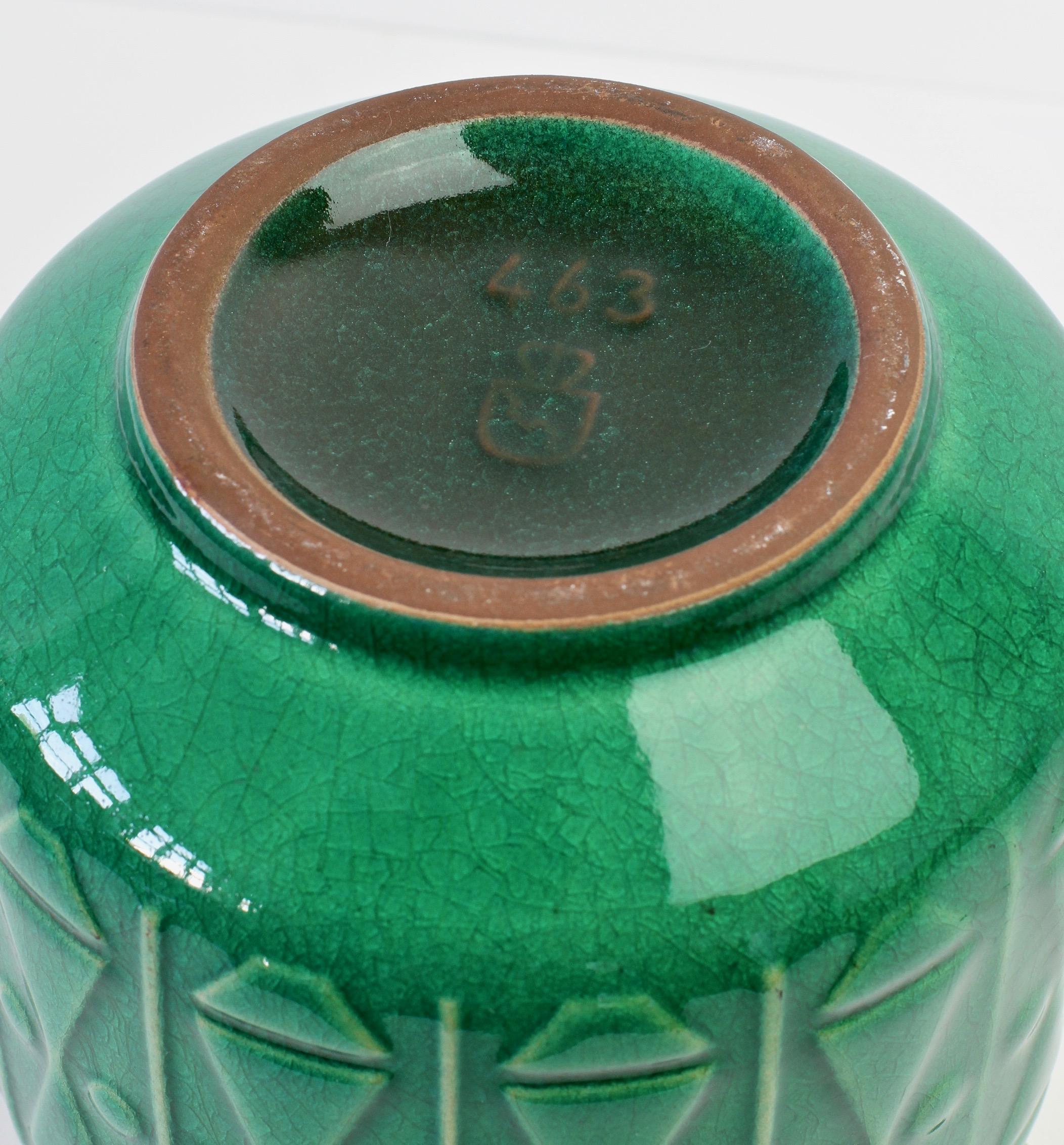 Ceramic Midcentury Vintage Bright Green West German Vase by Gräflich Pottery, circa 1970