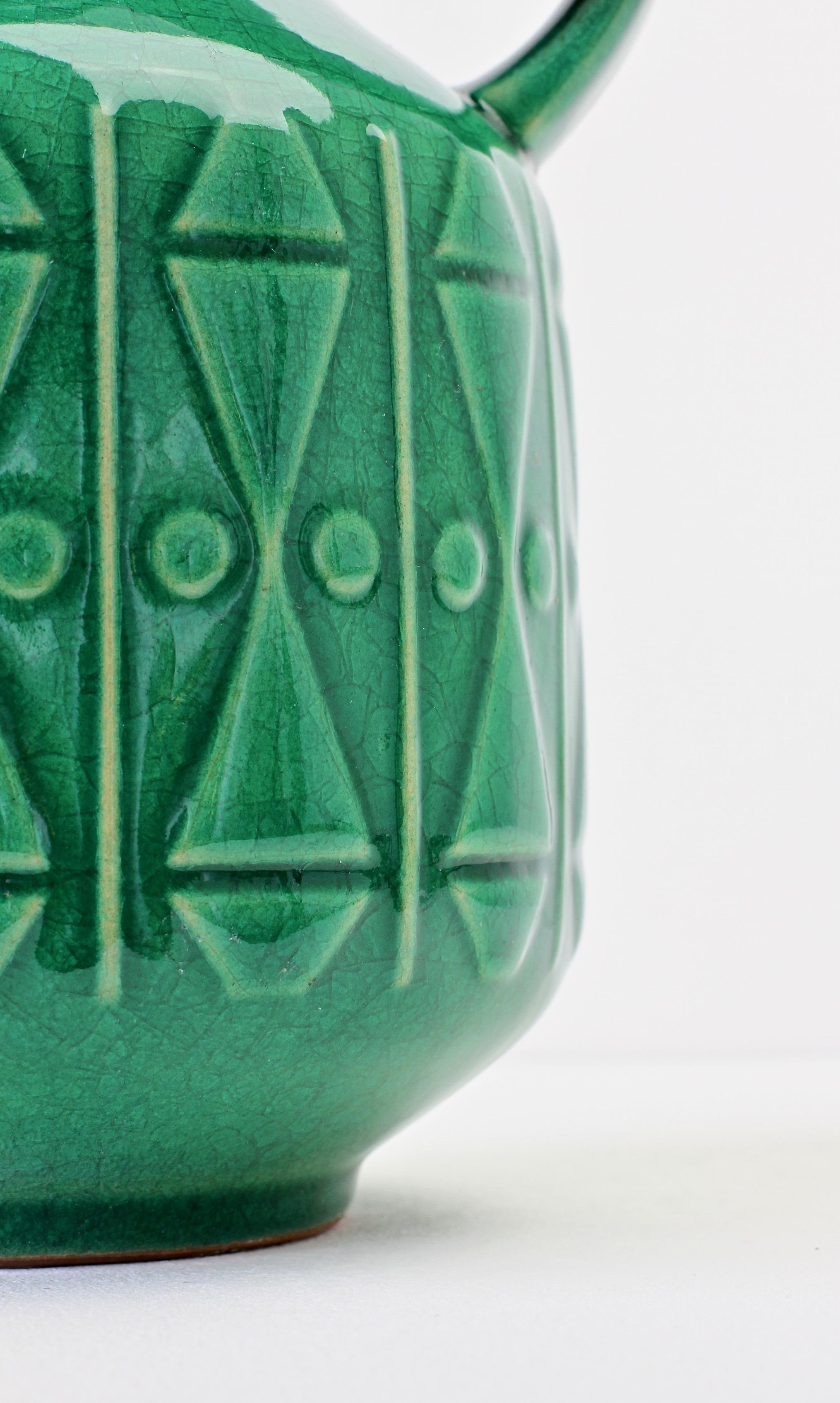 Midcentury Vintage Bright Green West German Vase by Gräflich Pottery, circa 1970 1