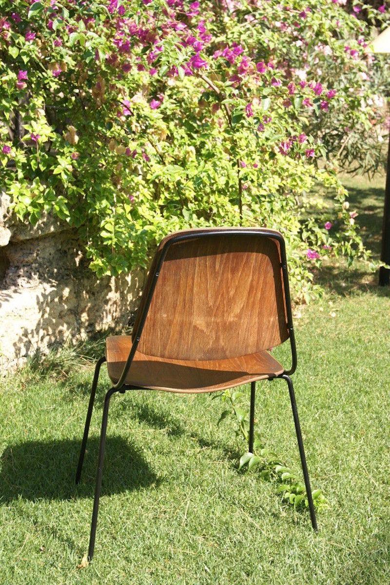 Métal Chaise design vintage du milieu du siècle dernier d'Augusto Bozzi pour Saporiti, années 1950 en vente