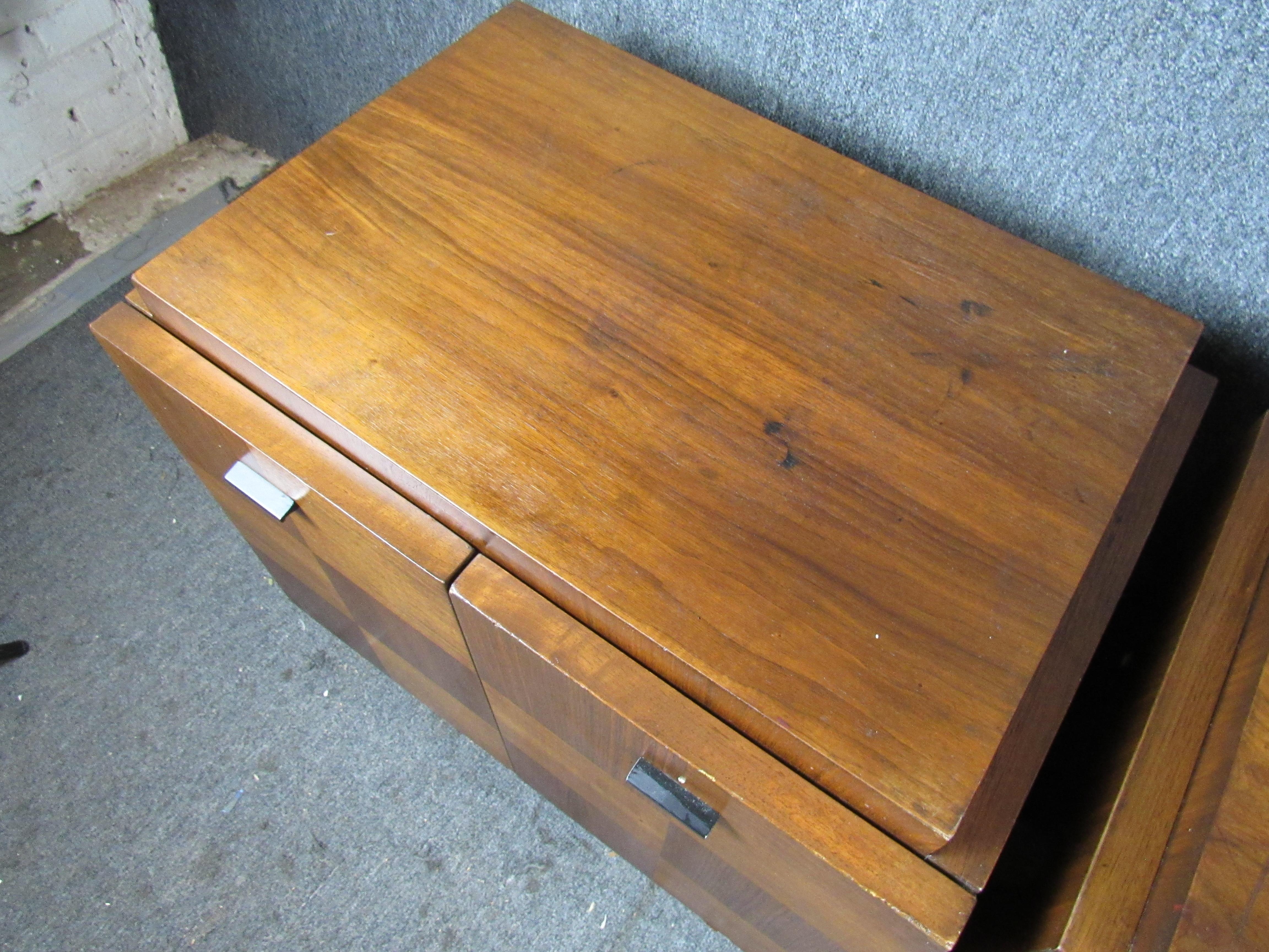 Canadian Midcentury Vintage Checkerboard Nightstands by Tabago Canada