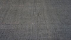 Midcentury Vintage Gray Hand-Woven Hemp Wool Flatweave Rug 6'x16'2''