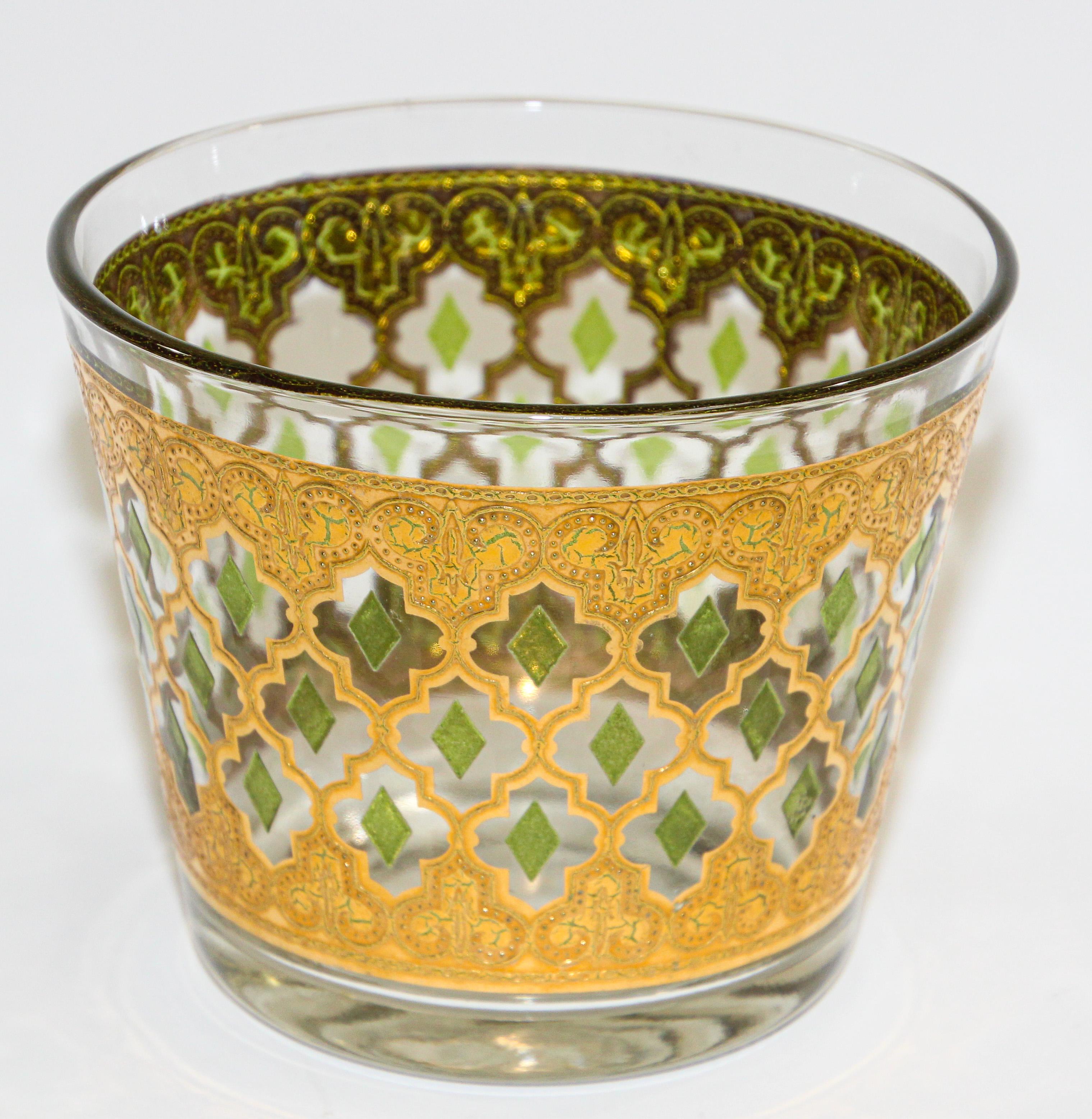20th Century Mid-century Vintage Ice Bucket and Plate by Culver, 22-Karat Gold Leaf, 1960s