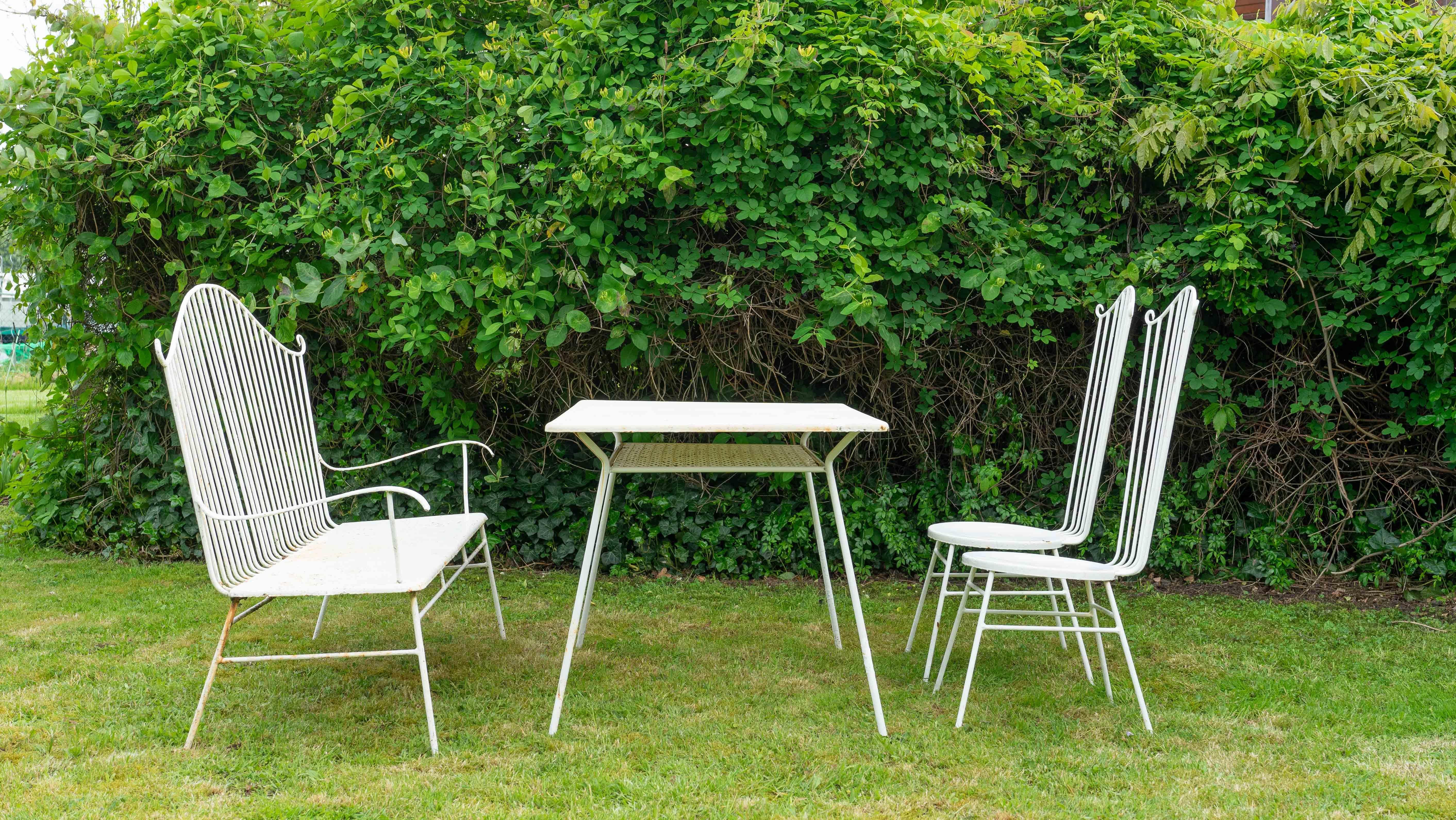Midcentury Vintage Iron Garden Chairs, 1950s For Sale 13