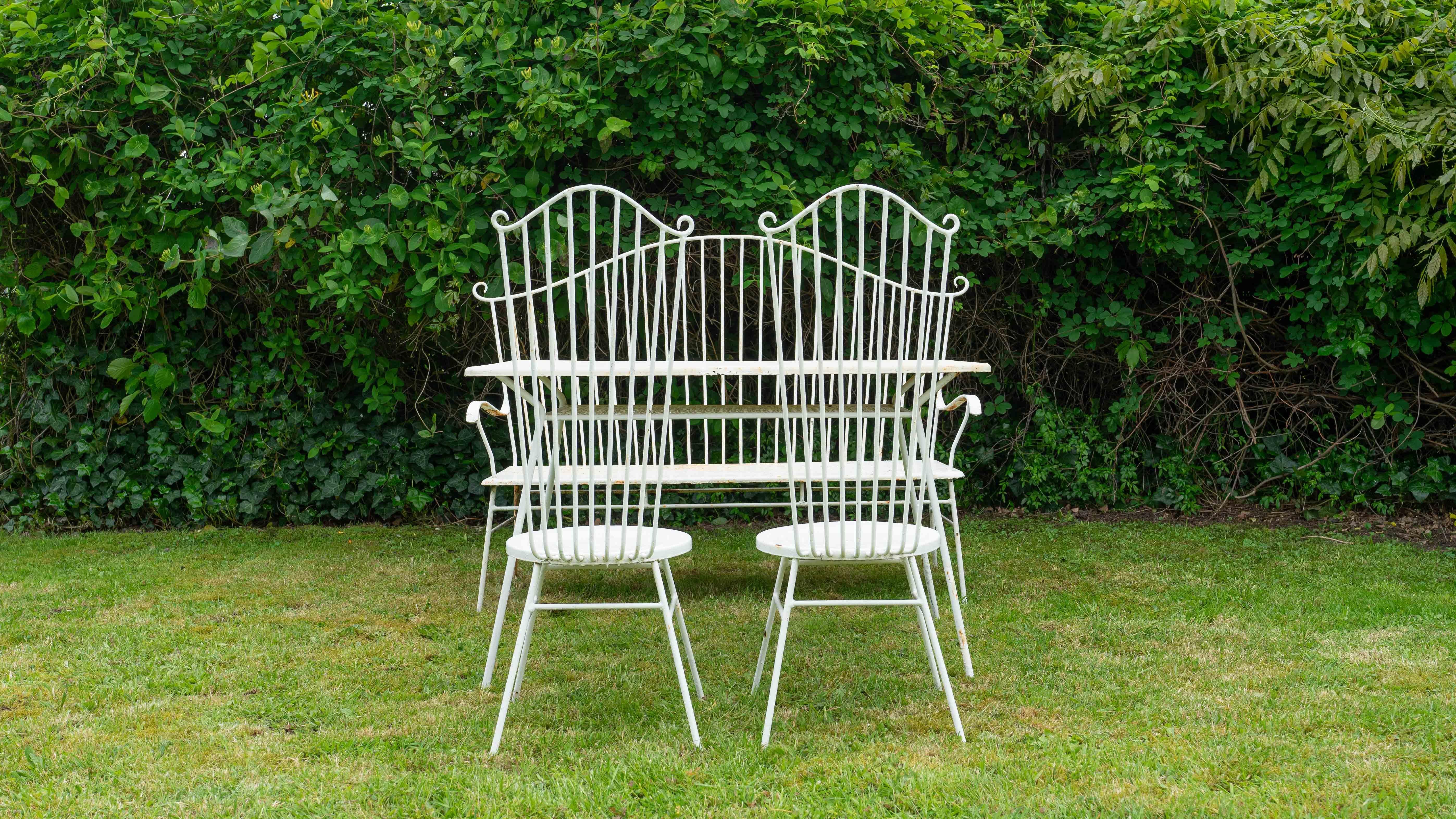 Midcentury Vintage Iron Garden Chairs, 1950s For Sale 14