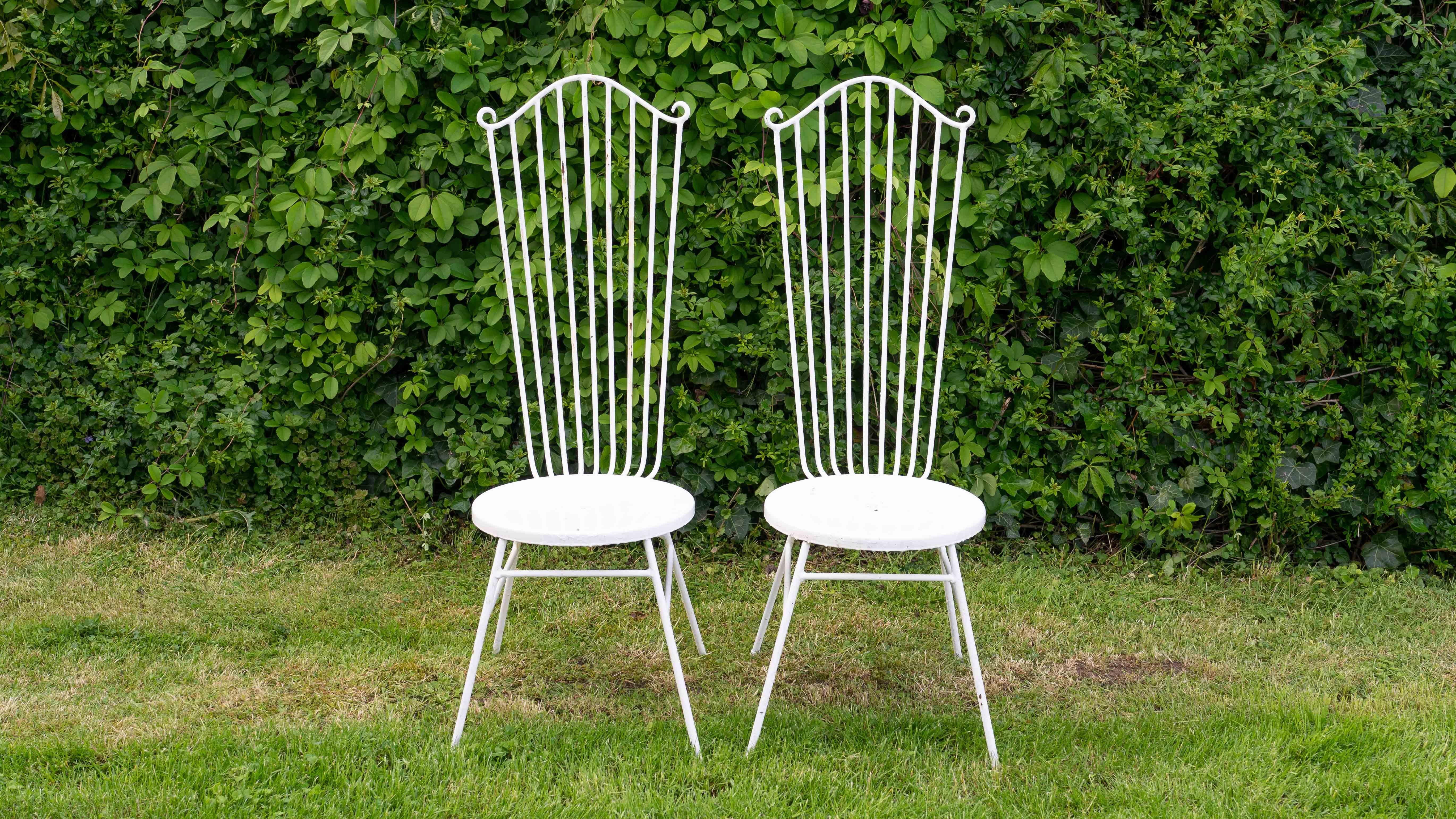 Mid-Century Modern Midcentury Vintage Iron Garden Chairs, 1950s For Sale